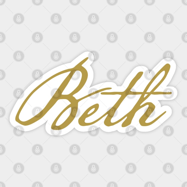 Beth Typography Gold Script Sticker by ellenhenryart